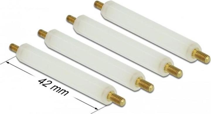 Produktbild Delock Abstandshalter M2.5 x M3, Sechskant, Aussen / Aussen, 42 mm natur 4 Stück