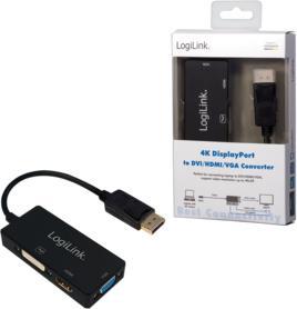 Produktbild LogiLink 4K DisplayPort Adapter (DVI, HDMI, VGA, 15 cm)