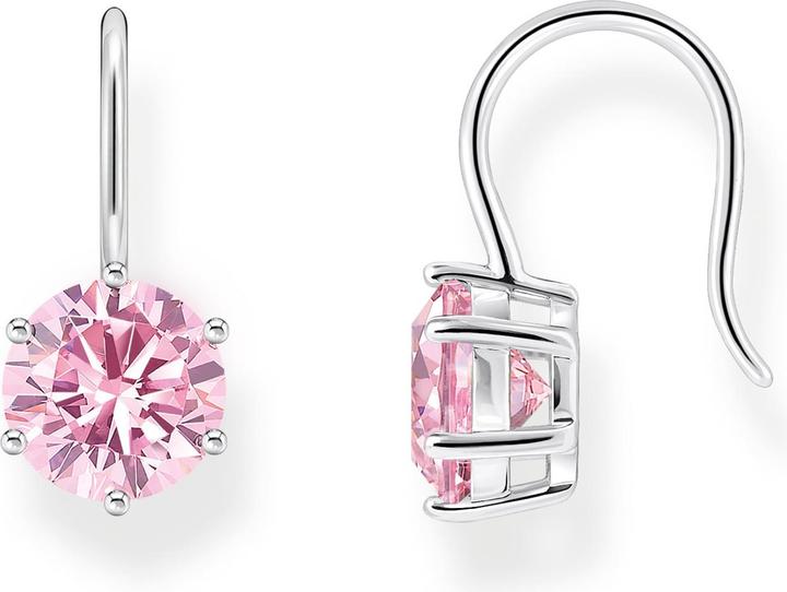 Thomas Sabo Ohrhänger mit grossem, pinkfarbenem Zirkonia Silber (925er Silber)