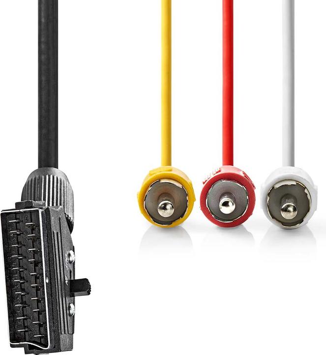 Actual product image Nedis SCART cable | SCART plug | 3x RCA plug | nickel-plated | switchable | 480p | 2.00 m | round (2 m)