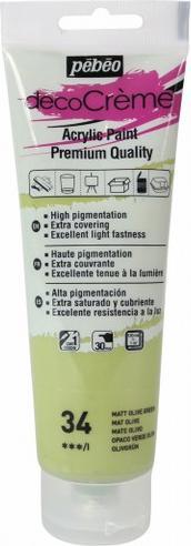 Image du produit Pebeo Decocrème Peinture acrylique mate (Vert olive, 120 ml)