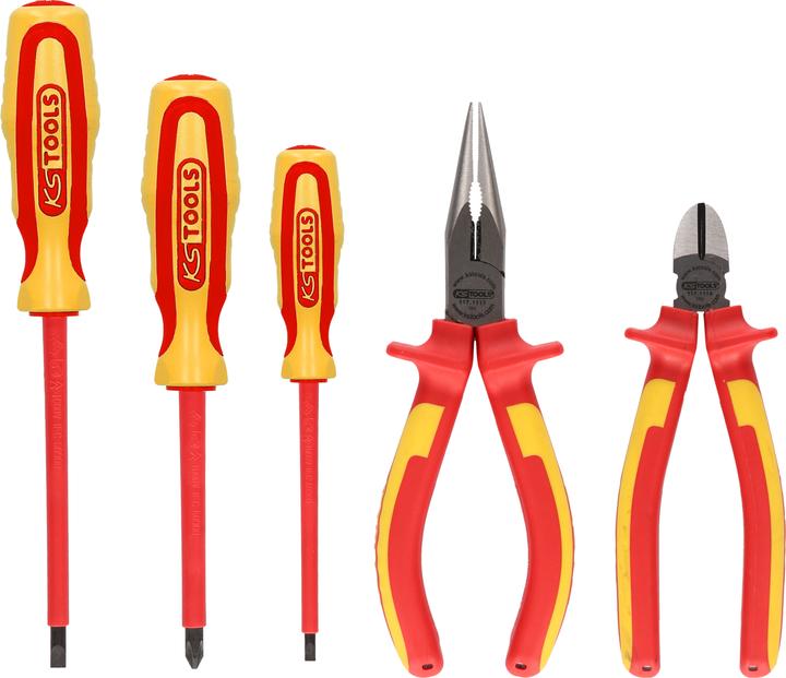 Produktbild KS Tools ERGOTORQUE VDE Zangen- und Schraubendreher-Satz, 5-tlg. Variante 1 (Phillipps-Kreuzschlitz (PH), Schlitz)