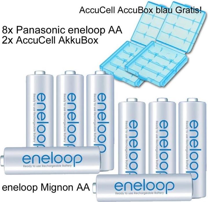 Image du produit Panasonic Akku 8er Pack Akkus Mignon AA Akku Batterien mit blauer Akkubox Neueste Version (8 pcs, AA, 2000 mAh)