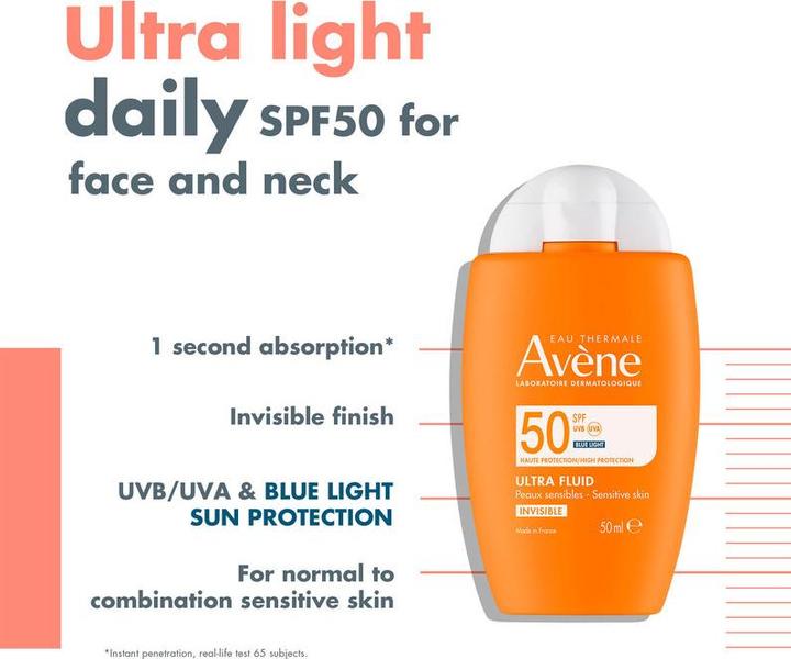 Produktbild Avène Ultra Fluid Invisible (Sonnencreme Gesicht, SPF 50, 50 ml, 68 g)