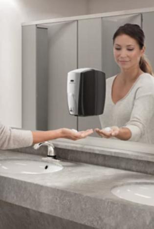 Produktbild Rubbermaid Seifen- und Desinfektionsspender AutoFoam, 1100 ml, schwarz/chromsilber o. weiss