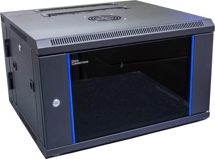Produktbild Good Connections Schrank - Netzwerkschrank - mit Ventilator - RAL 9005, Deep Black - 6U - 48.3 cm (6 HE, 19 Zoll Rack)
