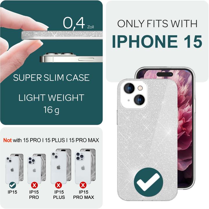 Immagine prodotto Nalia Copertina glitterata (Apple iPhone 15)