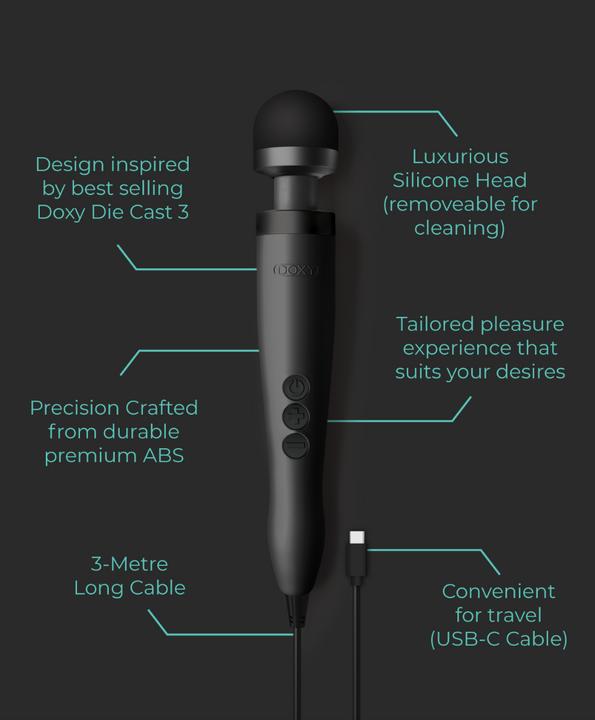 Actual product image Doxy 3 USB-C Wand Vibrator - Black