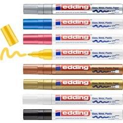 Actual product image Edding Gloss paint marker (Yellow, Golden, Silver, Light blue, Rose, White, Black, Copper, 4 mm, 8 x)