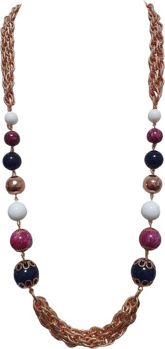 L'Officiel Collana catena rosa e agate colorate