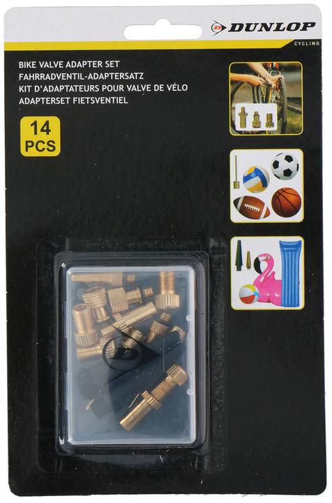 Immagine prodotto Dunlop Set di adattatori per valvole per biciclette 14 pezzi (Set adattatore valvola)