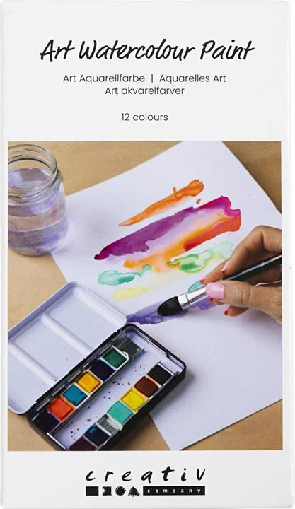 Produktbild Creative - Art watercolour, ½-pan, Flowers and landscapes, size 10x15x20 mm, assorted colours, 12col (Mehrfarbig)