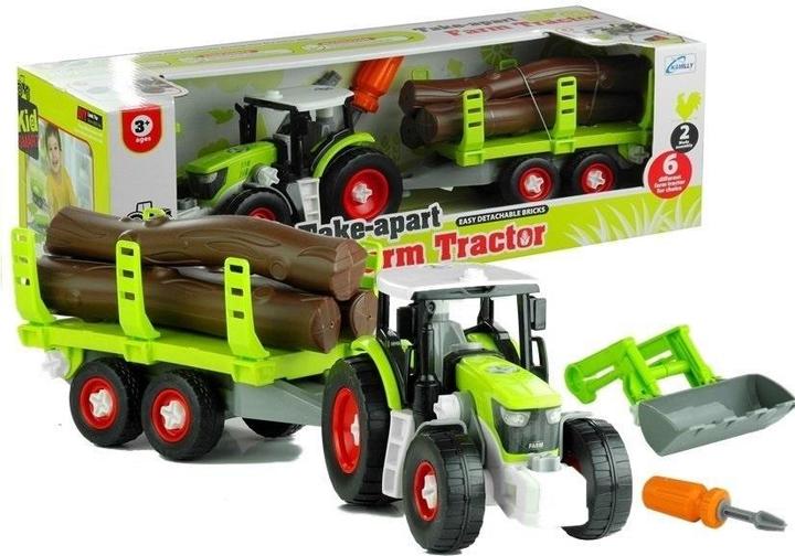 Produktbild Lean Toys Montagetraktor mit Anhänger für Holz 43 cm