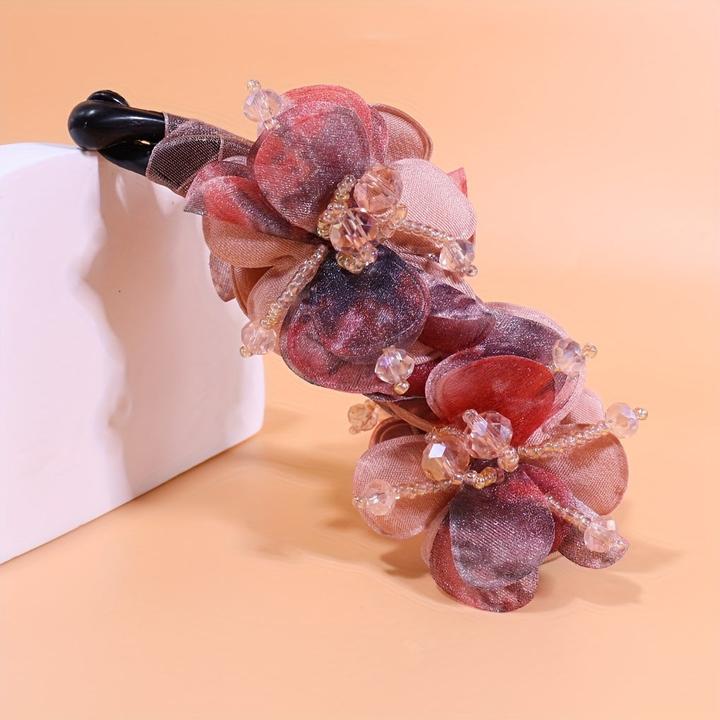 Produktbild Activity Board 2 Stück Vintage Bohemian Style Fabric Flower Hair Claw - Harz elegante Bananenklammer rutschfeste (2 Stk.)
