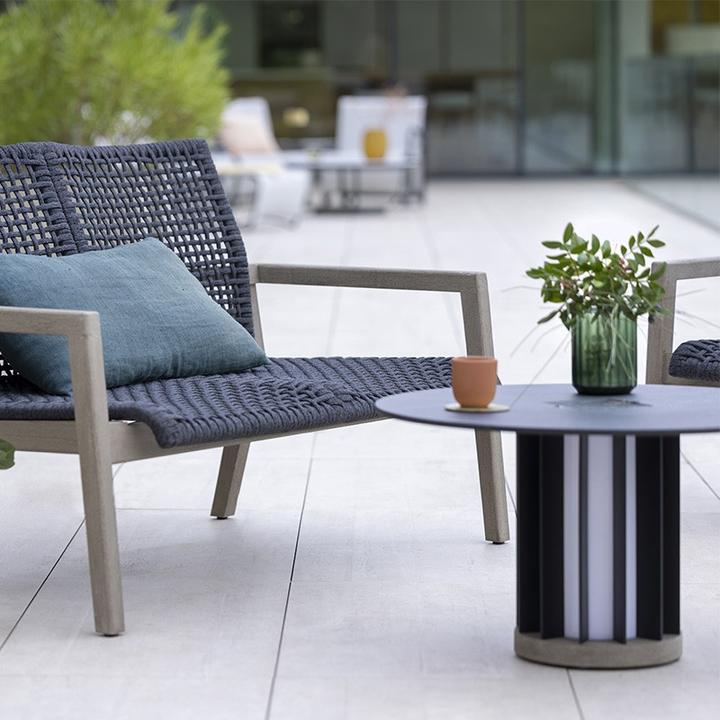 Produktbild Les Jardins Beleuchteter Couchtisch Teckalu Alu schwarz, HPL Schiefer, duratek TA04600