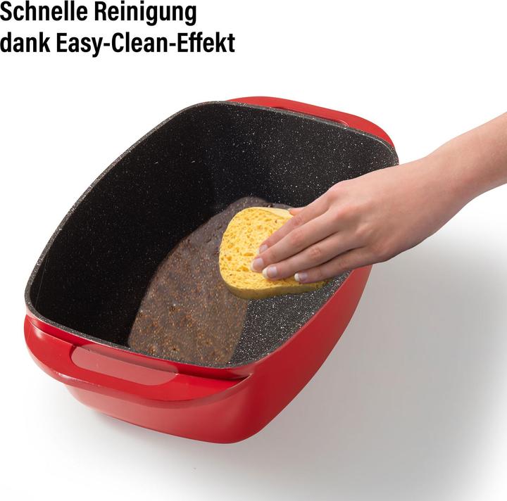Actual product image Stoneline Roaster 43 x 26 cm with lid, oven and induction suitable, non-stick coating, red (Casserole + Stewpot, Cast aluminium)