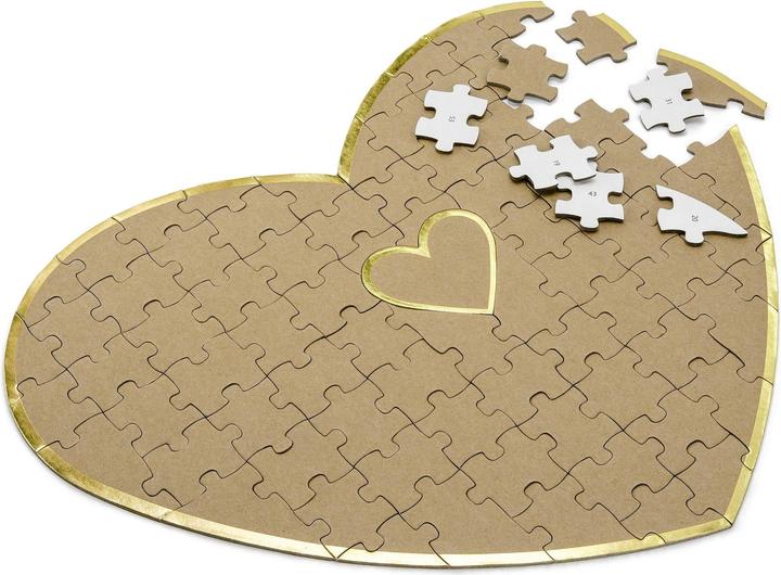 Actual product image Partydeco Party accessory guest book heart puzzle 45 x 35.5 cm, Brown