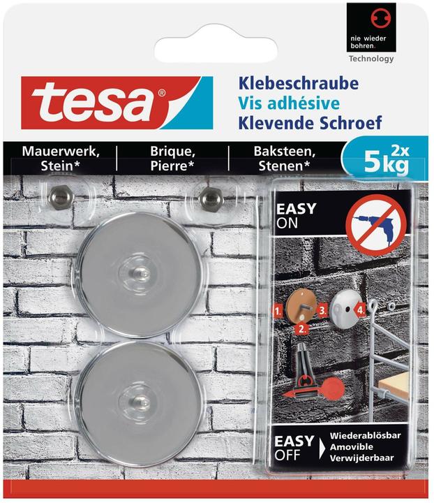 Produktbild tesa Klebeschraube für Mauerwerk & Stein, rund, 5kg Halteleistung