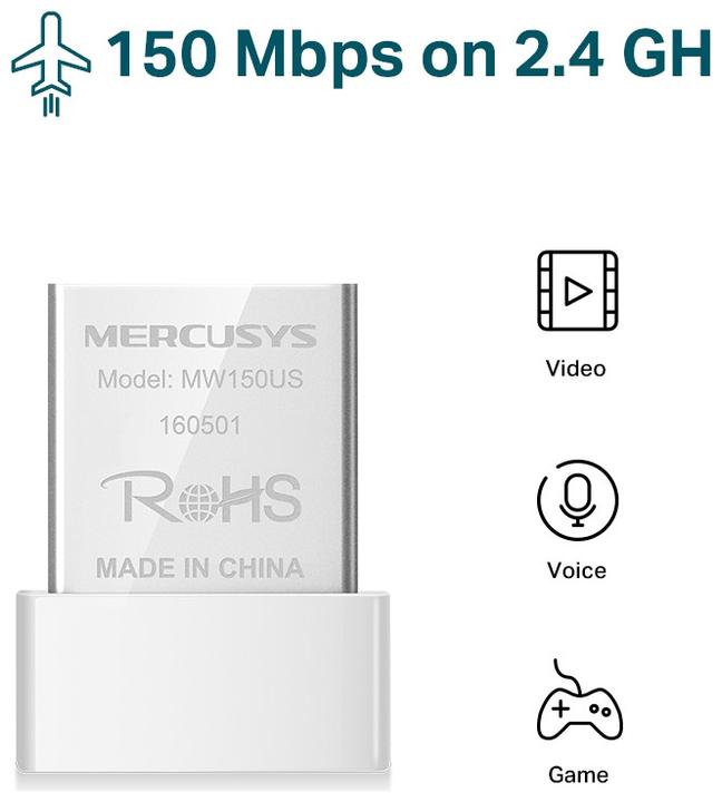 Immagine prodotto Mercusys Scheda N150 Wifi Nano USB Adapter USB 2.0 1 Antenna Interna (USB)