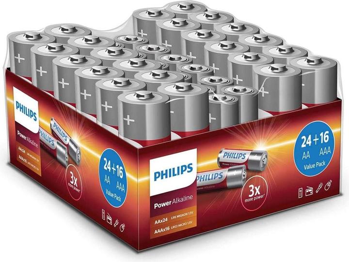 Philips Pacchetto alcalino di potenza (40 pz., AA, AAA)