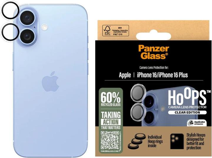 Produktbild PanzerGlass Hoops Transparent Lens Protector iPhone '24 6.1"/ 6.7" (1 Stück, Apple iPhone 16 Plus)