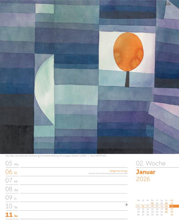 Produktbild Kunstwelt - Impressionismus und Klassische Moderne - Wochenplaner Kalender 2026 (25 x 33 cm, Harter Einband, Deutsch)