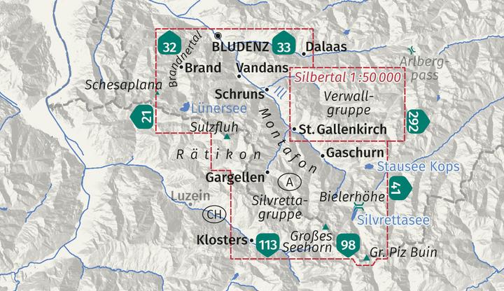 Produktbild Wanderkarte 032 Montafon, Brandnertal, Gargellen, Bielerhöhe, Silvretta 1:25.000