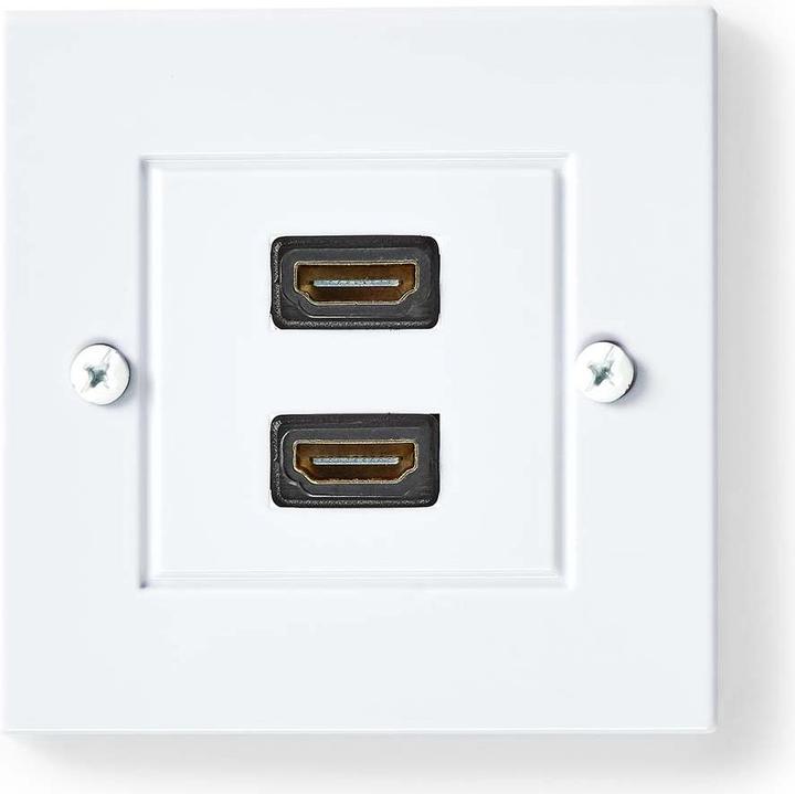 Actual product image Nedis HDMI™ Wall Box | 2x HDMI™ Female | 4K@60Hz | HDMI™ Socket | Black | 18 Gbps | Gold-plated | Um (0.09 m, HDMI)