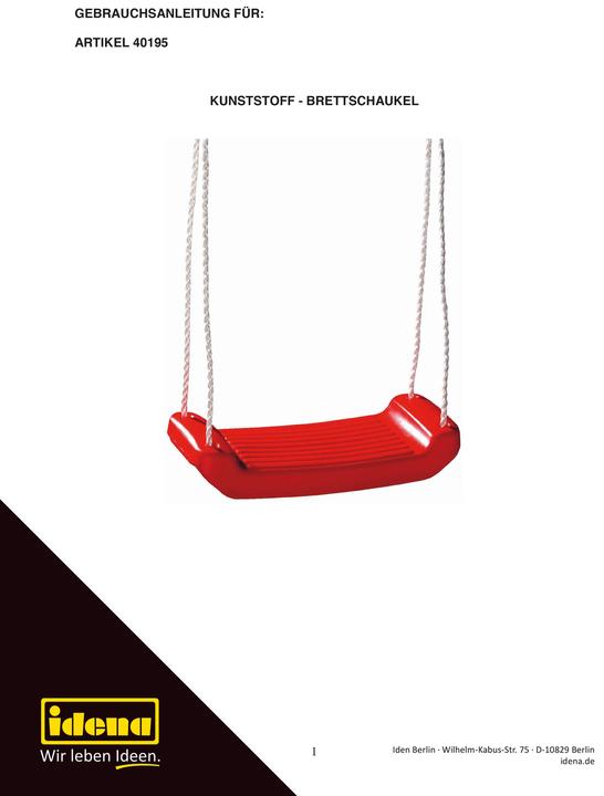 Actual product image Idena Board swing red 42x18cm TÜV and GS