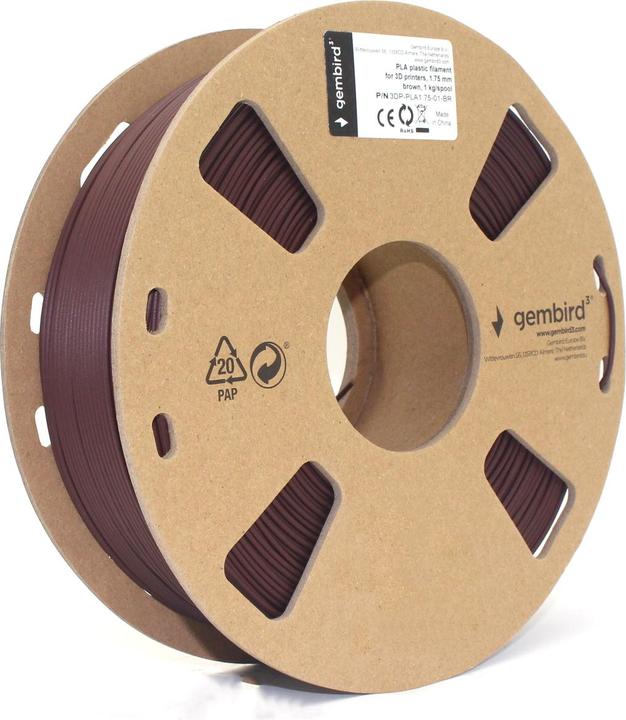 Produktbild Gembird Filamentcassette PLA schmale Spule (PLA, 1.75 mm, 1000 g, Braun)