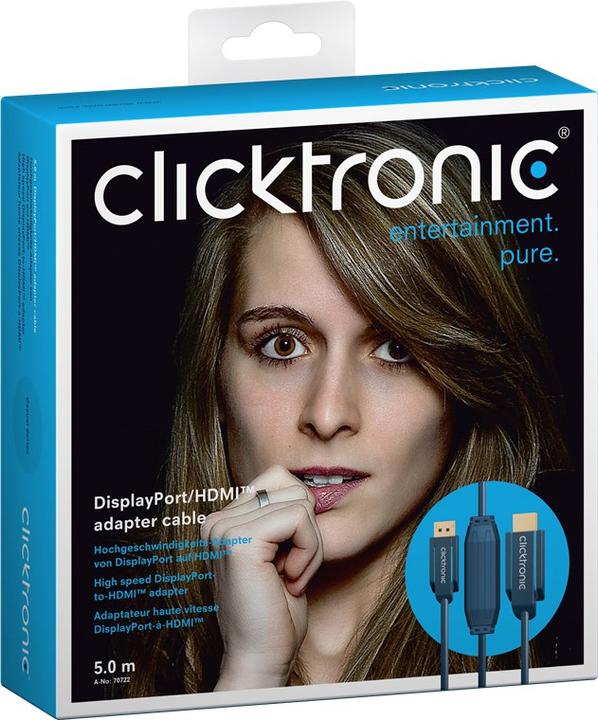 Actual product image clicktronic DisplayPort — HDMI (Typ A) (5 m, DisplayPort, HDMI)