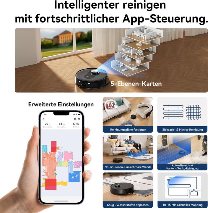 Actual product image Proscenic Q8 Saugroboter mit Wischfunktion (Vacuum mopping robot)