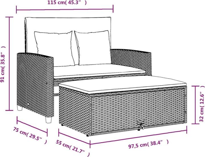 Produktbild VidaXL 2 Sitzer Gartensofa