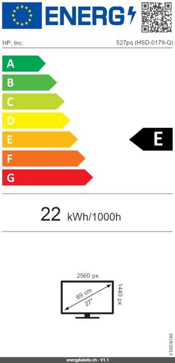 Label énergétique HP Écran QHD 27 pouces Series 5 Pro - 527pq (2560 x 1440 pixels, 27")