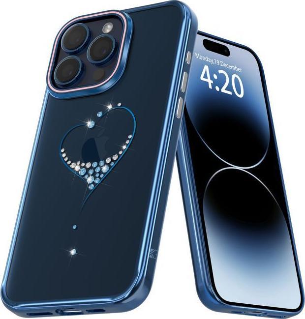 Produktbild Kingxbar Wish Series Silikonhülle mit Kristallen für iPhone 15 Pro – Blau (Apple iPhone 15 Pro)