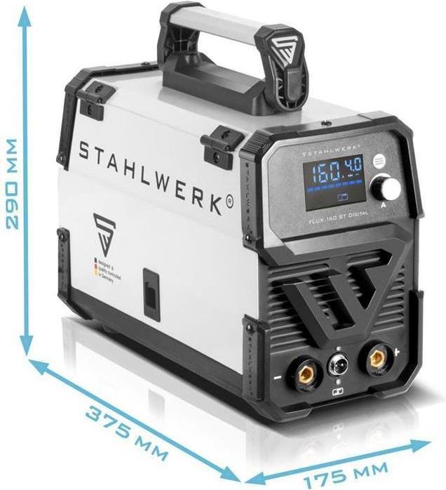 Produktbild Stahlwerk Schweissgerät FLUX 160 ST Digital mit 160 A, synergischem Drahtvorschub
