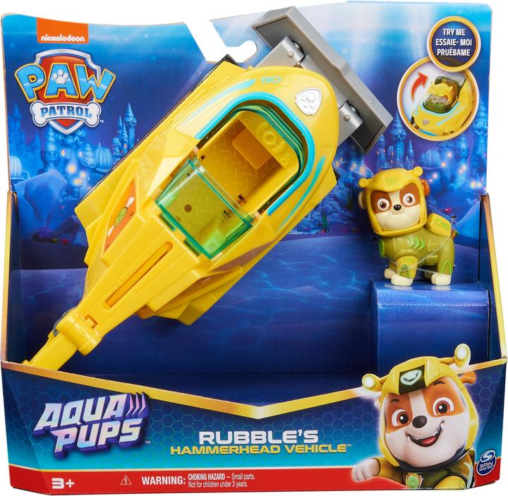 Actual product image Spin Master Paw Patrol Aqua Pups Deluxe Vehicle Rubble