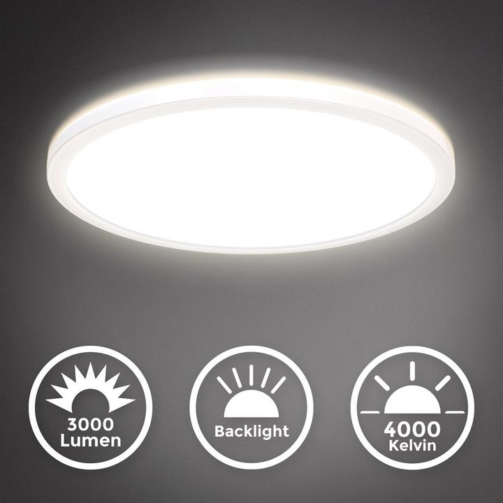 Produktbild B.K.Licht Ultraflaches LED Panel mit LED Backlight,weiss, 1xLED/22W (3000 lm)