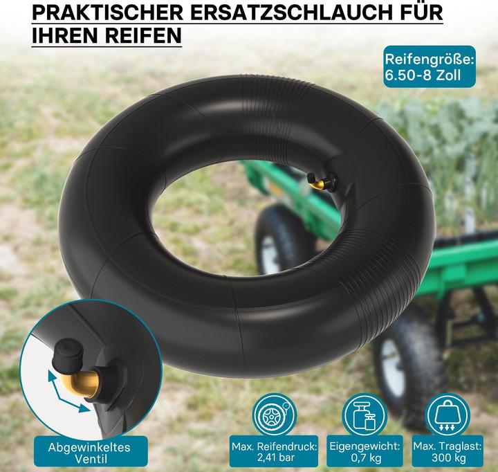 Actual product image Wiltec Inner tube for lawn mower tyre 16x6.50-8 with curved valve stem garden tractor (Lawn mower, Garden machinery spare parts)