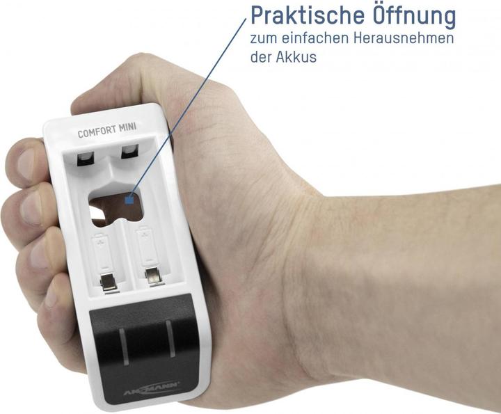 Actual product image Ansmann Comfort Mini charger incl. 2 AA Mignon batteries 2100 mAh (1 pcs., AA, AAA, 800.80 mAh, Rechargeable battery)