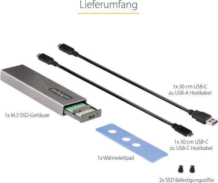 Produktbild StarTech com M2-USB-C-NVME-SATA, Enceinte ssd, M.2, M.2, 10 Gbit/s, Connectivité USB, Gris (M.2)