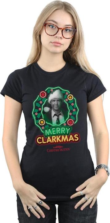 Actual product image National Lampoon´s Vacation Womens/Ladies Greyscale Clarkmas Cotton T-Shirt (XXL)