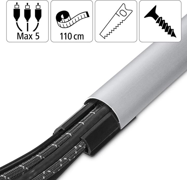 Immagine prodotto Hama Canalina in alluminio, semitonda, 110 x 3,3 x 1,8 cm, argento (Tubazione, 110 cm)