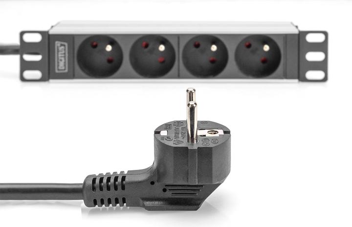 Actual product image Digitus 10" socket strip with aluminum profile, 4-way CEE 7/5 sockets (4 x, CEE 7/5, 2 m)