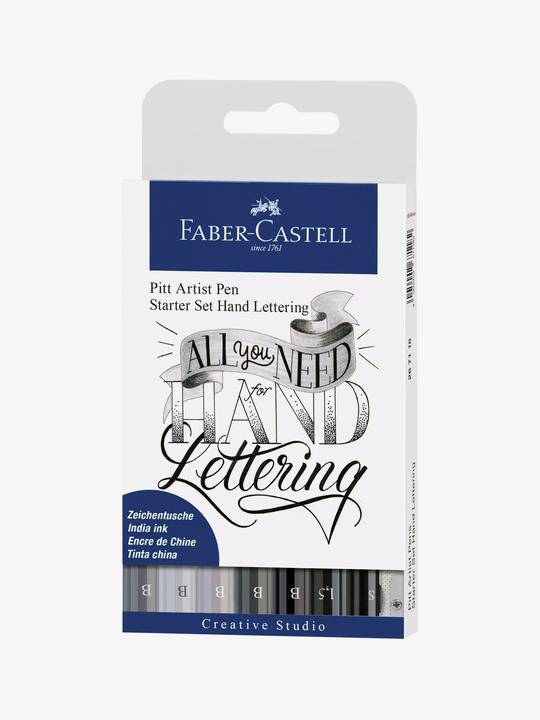 Actual product image Faber-Castell Pitt Artist Pen Handlettering (Black, Gray, 9 x)