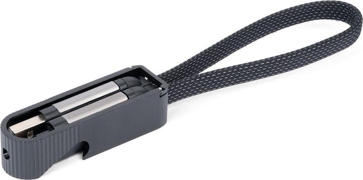 Actual product image Troika PRACTICABLE quick-charging cable with bottle opener, black (0.15 m, USB 3.2 Gen 2)