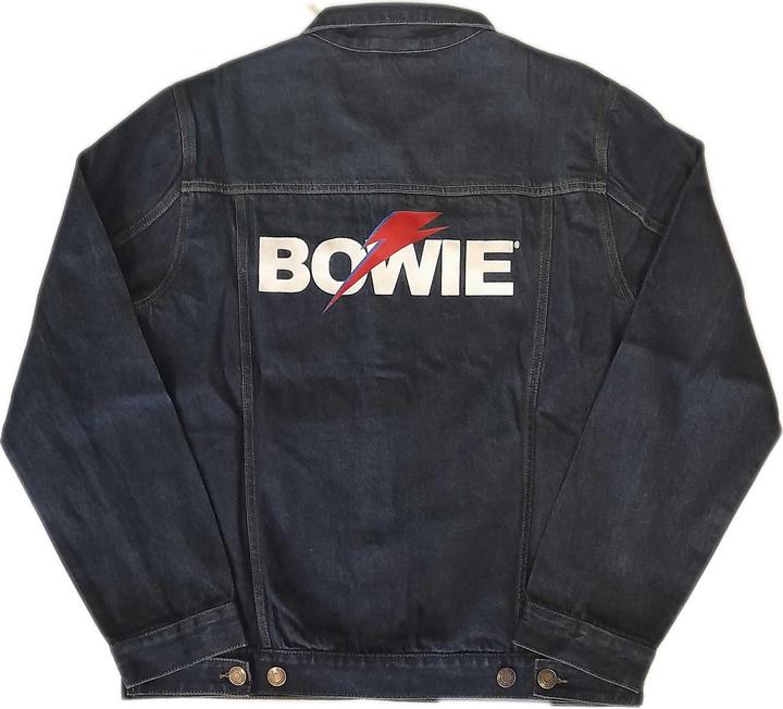 Actual product image David Bowie Unisex Adult Flash Back Print Logo Denim Jacket (M)
