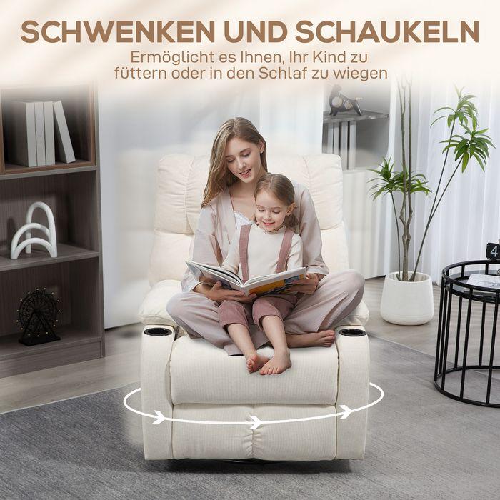 Actual product image Swisshandel24 Relaxsessel Drehbar Fernsehsessel mit Liegefunktion, Schaukelfunktion Beige