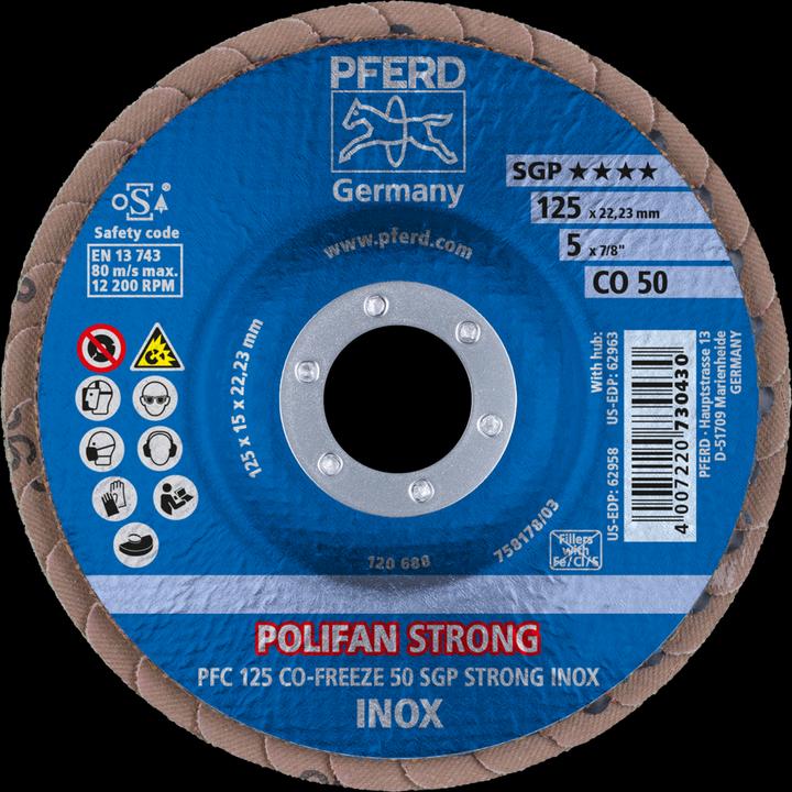 Actual product image Pferd POLIFAN®-flap disc PFC 125 CO 50 SGP-STRONG-FREEZE/22.23 PU: 10 (50)