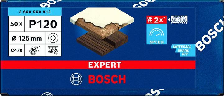 Image du produit Bosch Professional Zubehör EXPERT C470 Papier abrasif à 8 trous pour ponceuse excentrique, 125 mm, G 120, 50 pcs. (120)